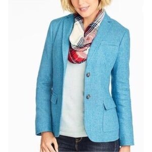 Talbots Shetland Herringbone Wool Blend 2-Button Blazer in Multi Blue/ Teal 12